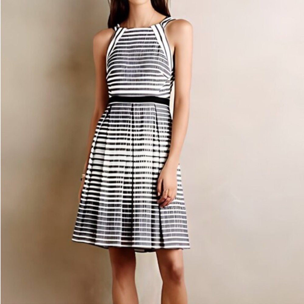 Eva Franco Black and White Fit and Flare Dress